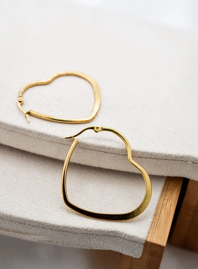 Γυναικεία Σκουλαρίκια Heart Hoops Gold 45mm