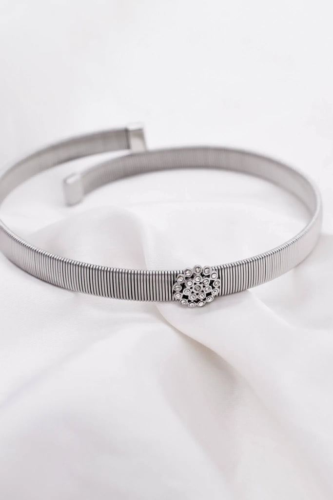 Γυναικείο Κολιέ Snake Snowflake Choker Silver