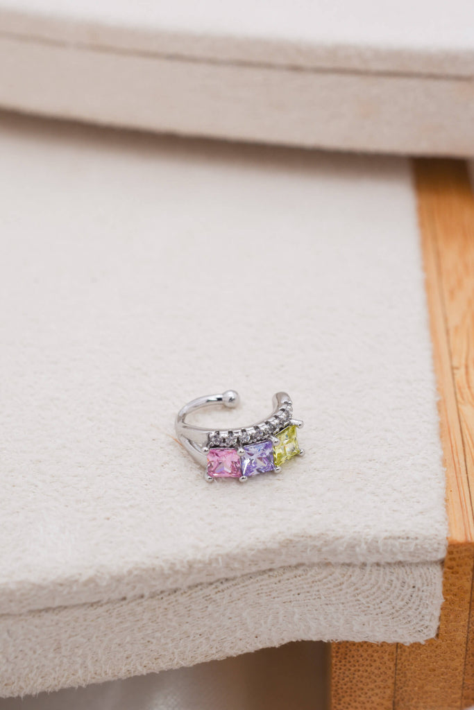 Rainbow silver ear cuff